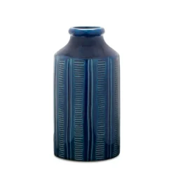Vases-Kirkland's Home Ribbed Terracotta Vase, 10 In. Blue