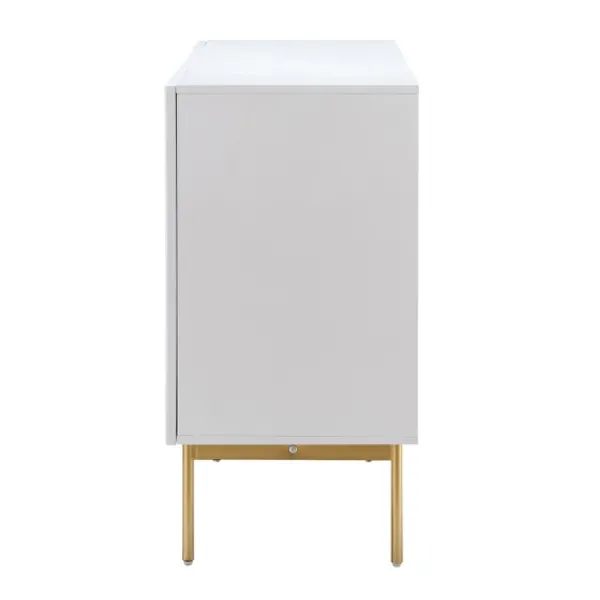 Cabinets & Sideboards-Kirkland's Home Ribbed Wood Sideboard Cabinet White