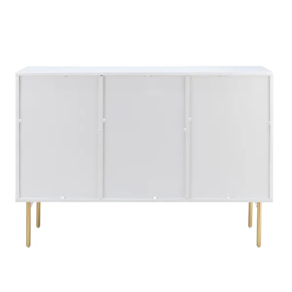 Cabinets & Sideboards-Kirkland's Home Ribbed Wood Sideboard Cabinet White
