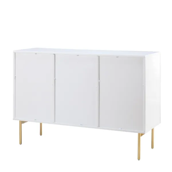 Cabinets & Sideboards-Kirkland's Home Ribbed Wood Sideboard Cabinet White