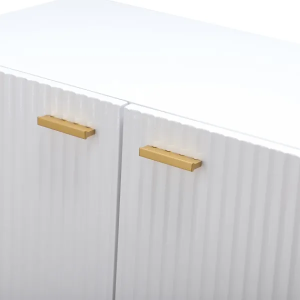 Cabinets & Sideboards-Kirkland's Home Ribbed Wood Sideboard Cabinet White