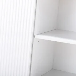 Cabinets & Sideboards-Kirkland's Home Ribbed Wood Sideboard Cabinet White