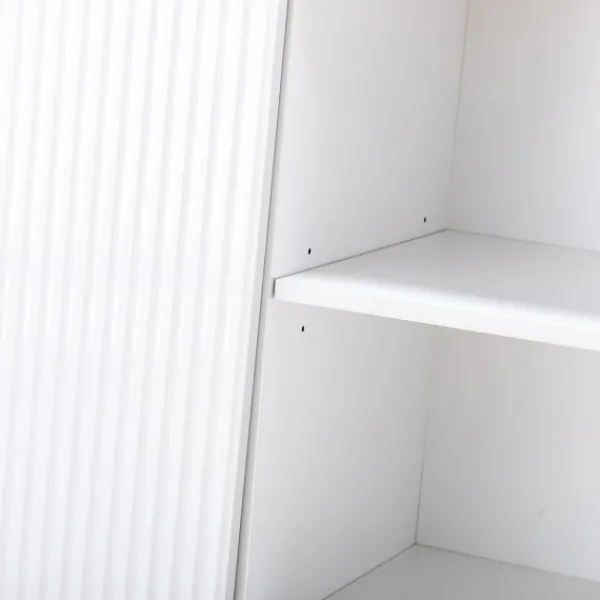 Cabinets & Sideboards-Kirkland's Home Ribbed Wood Sideboard Cabinet White