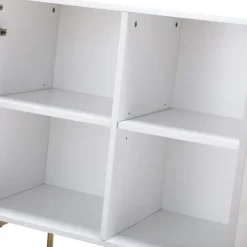 Cabinets & Sideboards-Kirkland's Home Ribbed Wood Sideboard Cabinet White