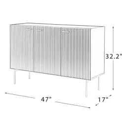 Cabinets & Sideboards-Kirkland's Home Ribbed Wood Sideboard Cabinet White