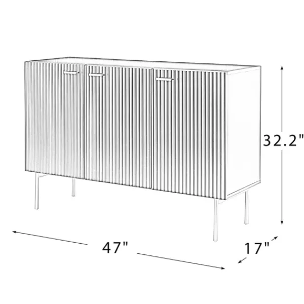 Cabinets & Sideboards-Kirkland's Home Ribbed Wood Sideboard Cabinet White