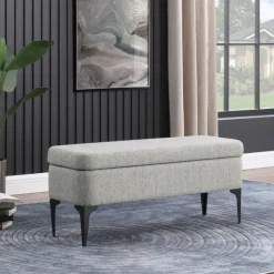 Benches & Ottomans-Kirkland's Home Ricardo Woven Storage Bench Gray