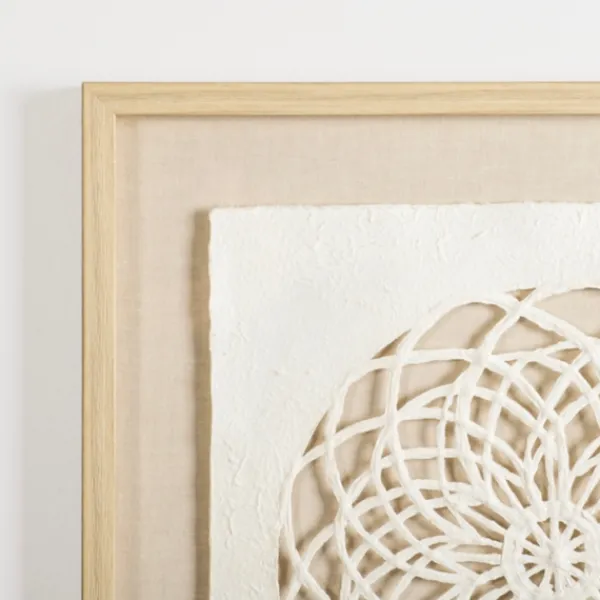 Wall Plaques-Kirkland's Home Rice Paper & Natural Linen Cutout Wall Plaque Ivory/Tan