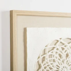 Wall Plaques-Kirkland's Home Rice Paper & Natural Linen Cutout Wall Plaque Ivory/Tan