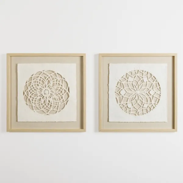 Wall Plaques-Kirkland's Home Rice Paper & Natural Linen Cutout Wall Plaque Ivory/Tan