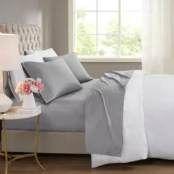 Bed Sheets-Kirkland's Home Rich Cooling Cotton Queen Sheet Set Gray