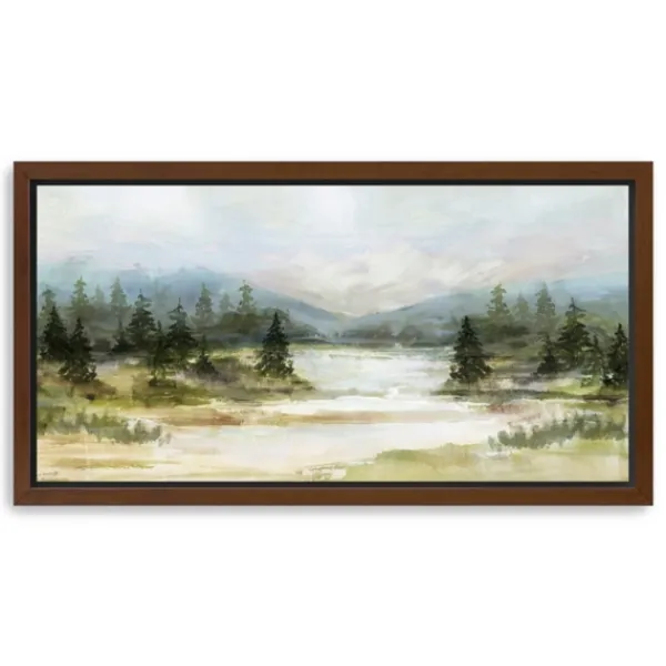 Framed Art-Kirkland's Home River View Framed Canvas Art Print White/Green