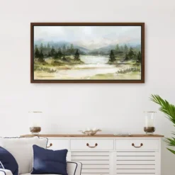Framed Art-Kirkland's Home River View Framed Canvas Art Print White/Green
