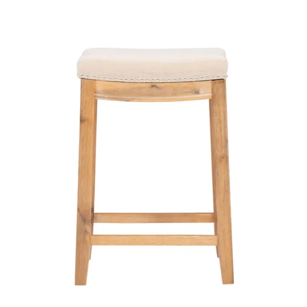 Bar Stools & Counter Height Stools-Kirkland's Home Riverdale Acacia Wood Counter Stool White