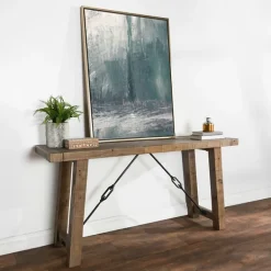 Console Tables-Kirkland's Home Roane Gray Reclaimed Pine Console Table