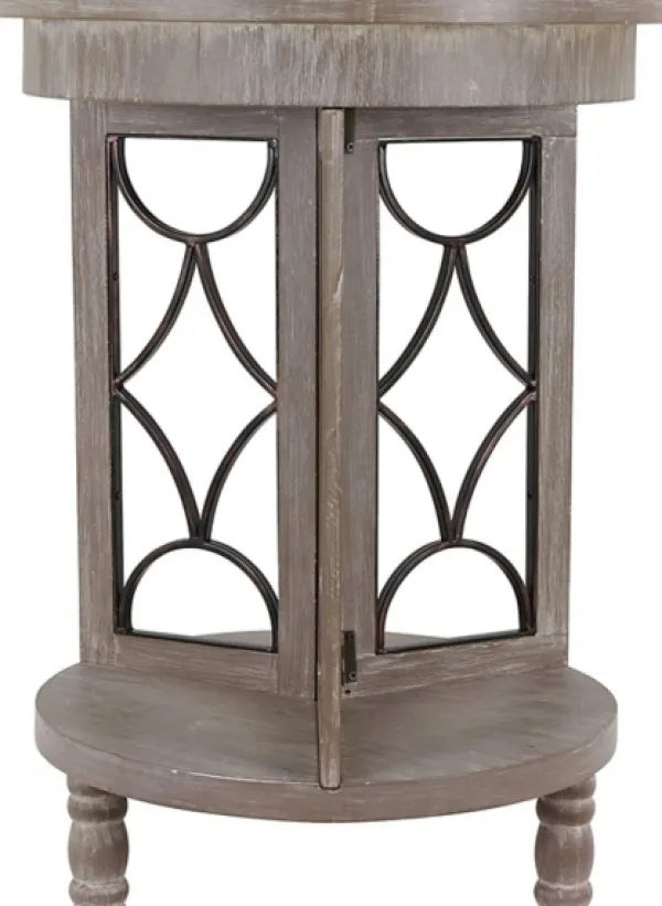 Accent & End Tables-Kirkland's Home Roberta Wood Decorative Metal Accent Table Gray
