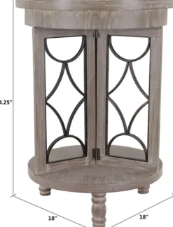 Accent & End Tables-Kirkland's Home Roberta Wood Decorative Metal Accent Table Gray