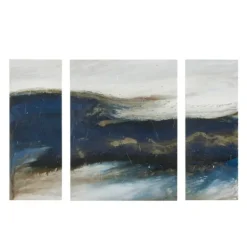 Canvas Art-Kirkland's Home Rolling Waves Blur Canvas Art Prints, Set Of 3 Blue/White/Brown