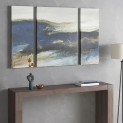 Canvas Art-Kirkland's Home Rolling Waves Blur Canvas Art Prints, Set Of 3 Blue/White/Brown