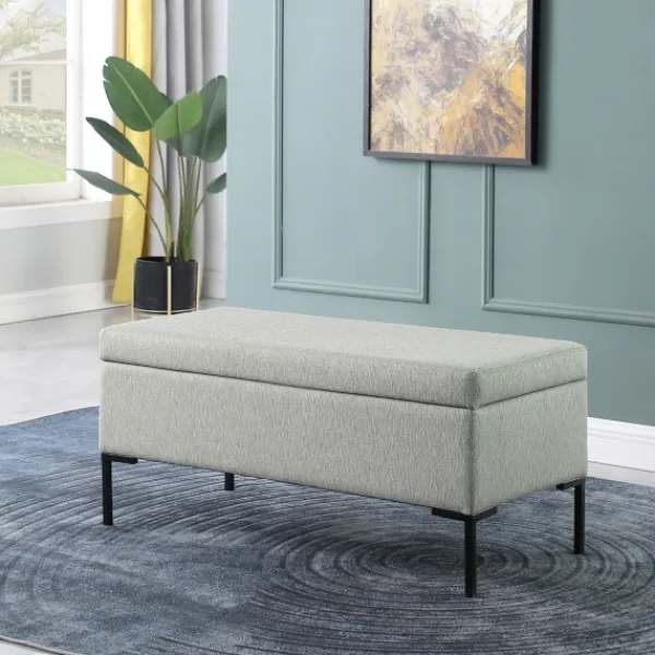 Benches & Ottomans-Kirkland's Home Ronaldo Woven Storage Bench Gray
