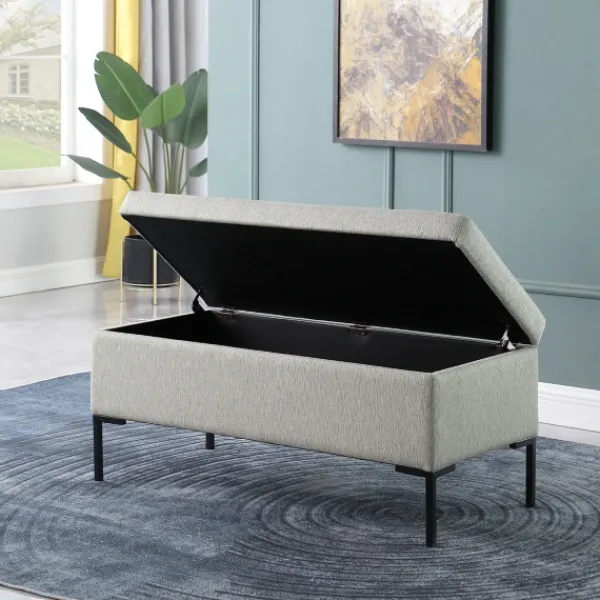 Benches & Ottomans-Kirkland's Home Ronaldo Woven Storage Bench Gray