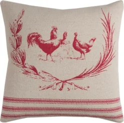 Pillows-Kirkland's Home Rooster Cotton Pillow Red