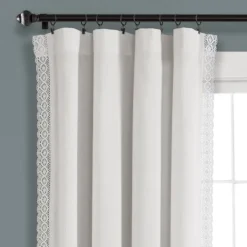 Curtains & Drapes-Kirkland's Home Rosalie Lace Curtain Panel Set, 63 In. White