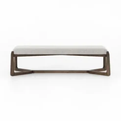 Benches & Ottomans-Kirkland's Home Roscoe Brunswick Pebble Upholstered Bench Gray