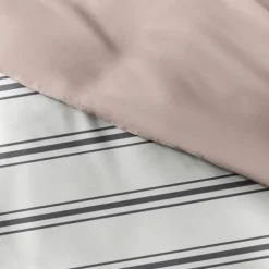 Duvets-Kirkland's Home Rose Pink Echo Stripe 3-Pc. Queen Duvet Cover Set White/Black/Pink