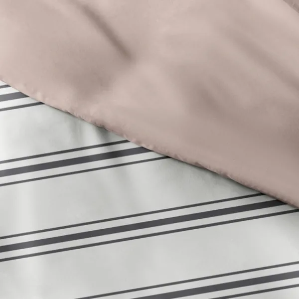 Duvets-Kirkland's Home Rose Pink Echo Stripe 3-Pc. Queen Duvet Cover Set White/Black/Pink