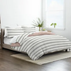Duvets-Kirkland's Home Rose Pink Echo Stripe 3-Pc. King Duvet Cover Set White/Black/Pink