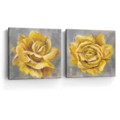 Canvas Art-Kirkland's Home Roses Giclee Canvas Art Prints, Set Of 2 Yellow