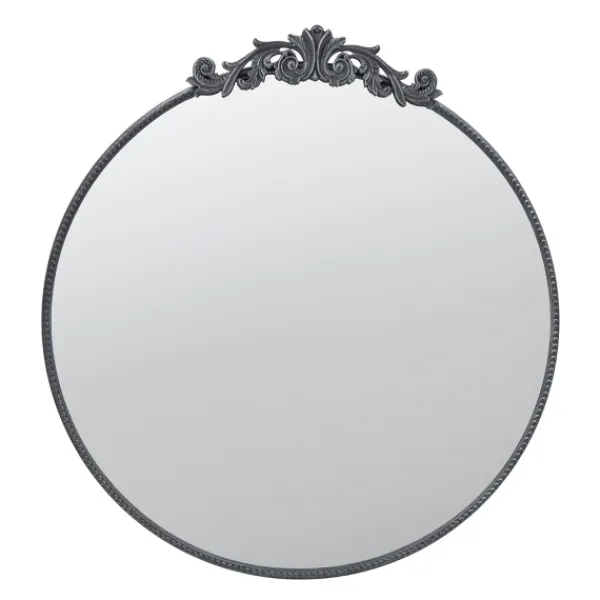 Decorative Mirrors-Kirkland's Home Round Antique Floral Scroll Mirror, 39 In. Black