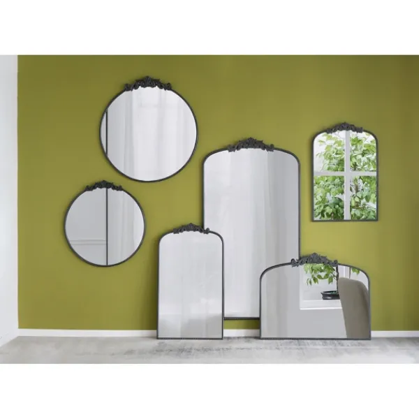 Decorative Mirrors-Kirkland's Home Round Antique Floral Scroll Mirror, 39 In. Black
