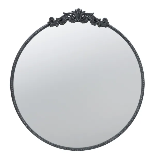 Decorative Mirrors-Kirkland's Home Round Antique Floral Scroll Mirror, 32 In. Black