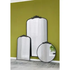 Decorative Mirrors-Kirkland's Home Round Antique Floral Scroll Mirror, 32 In. Black
