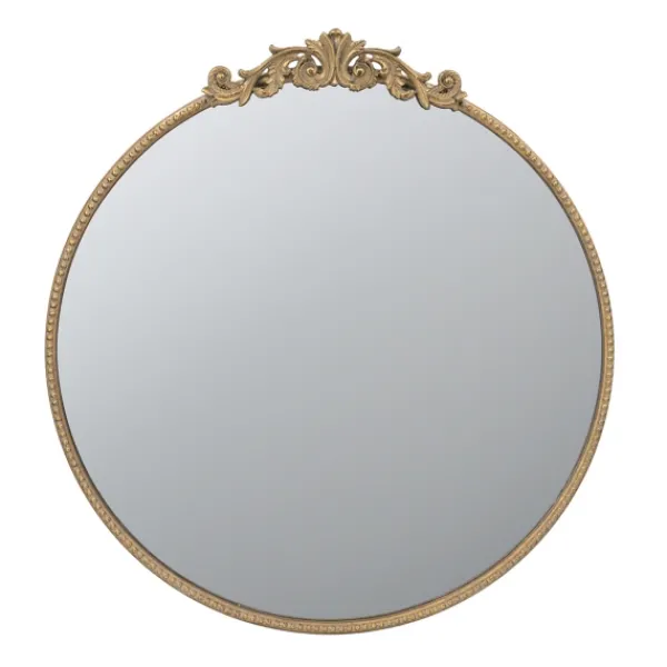 Decorative Mirrors-Kirkland's Home Round Antique Floral Scroll Mirror, 32 In. Gold