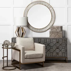 Decorative Mirrors-Kirkland's Home Round Antique Gold Double Beaded Mirror