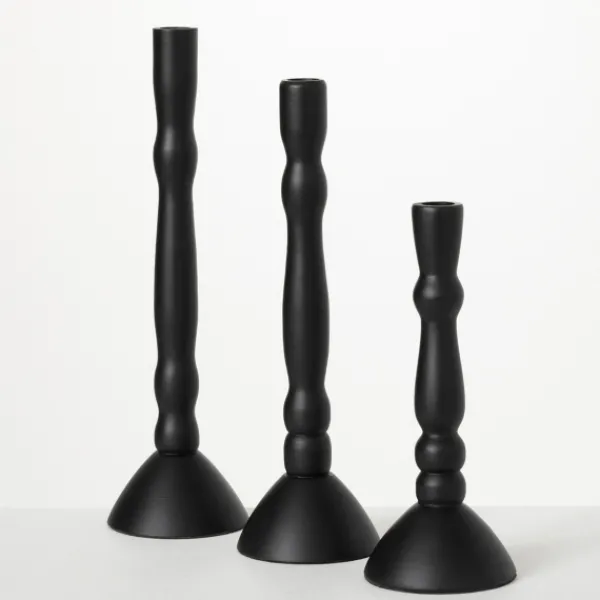 Candle Holders-Kirkland's Home Round Base Taper Candle Holders, Set Of 3 Black