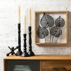 Candle Holders-Kirkland's Home Round Base Taper Candle Holders, Set Of 3 Black
