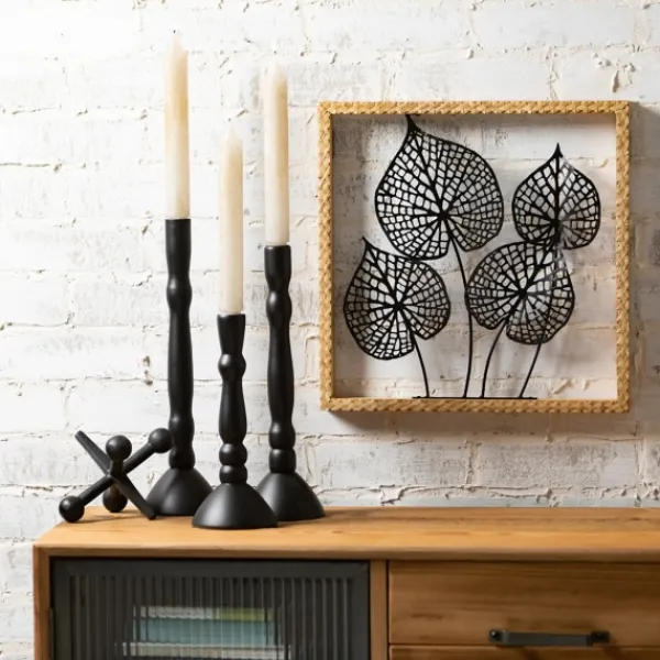 Candle Holders-Kirkland's Home Round Base Taper Candle Holders, Set Of 3 Black