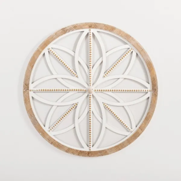 Wall Plaques-Kirkland's Home Round Beaded Medallion Wall Plaque White/Brown