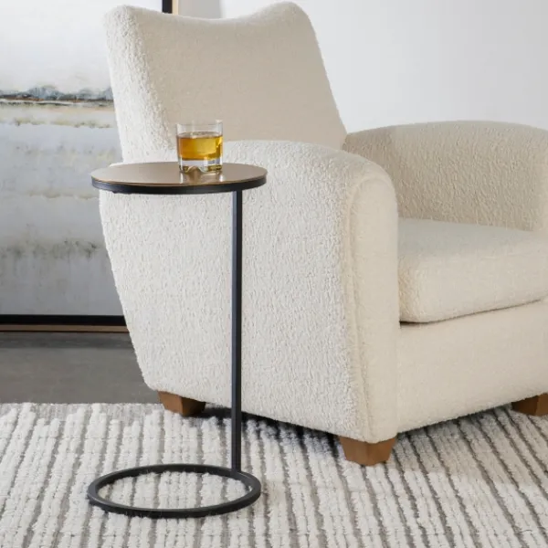 Accent & End Tables-Kirkland's Home Round Black And Gold Metal C-Table Black/Gold