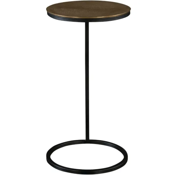Accent & End Tables-Kirkland's Home Round Black And Gold Metal C-Table Black/Gold