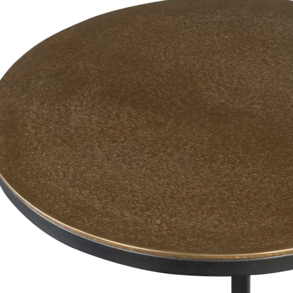 Accent & End Tables-Kirkland's Home Round Black And Gold Metal C-Table Black/Gold