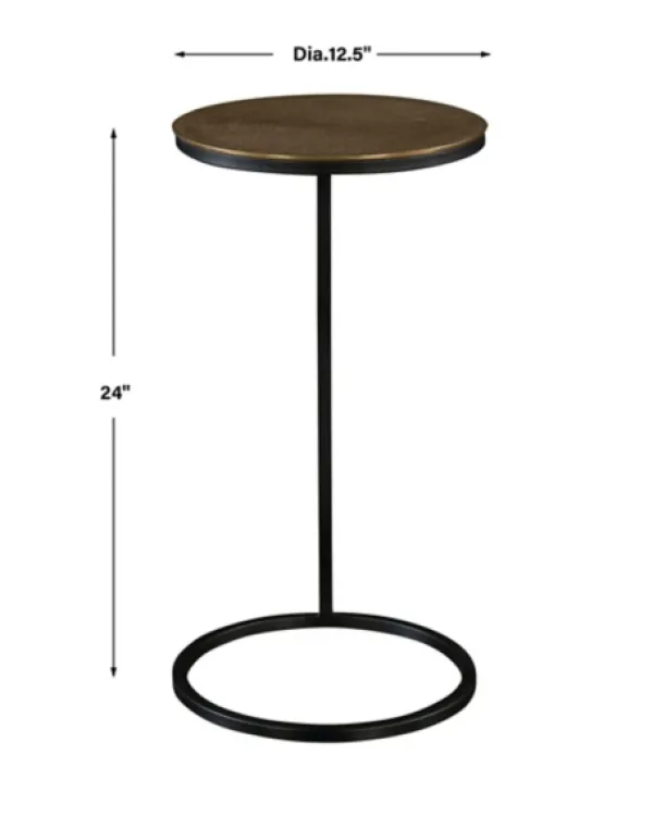 Accent & End Tables-Kirkland's Home Round Black And Gold Metal C-Table Black/Gold