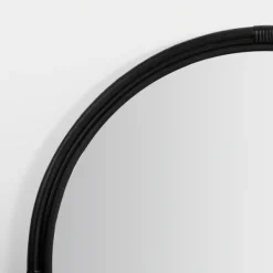 Decorative Mirrors-Kirkland's Home Round Black Rattan Wall Mirror