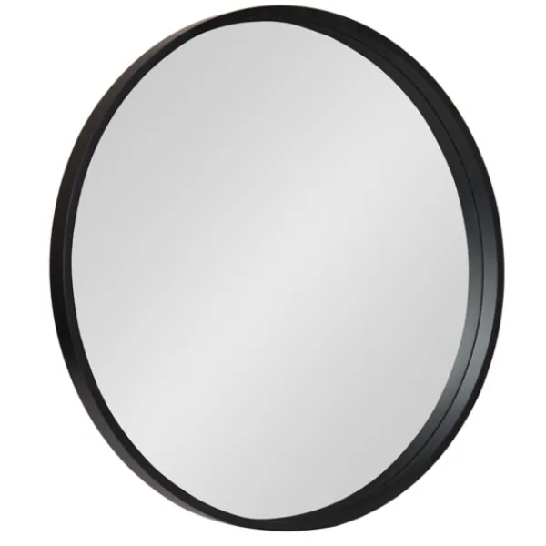 Decorative Mirrors-Kirkland's Home Round Black Wood Travis Accent Mirror