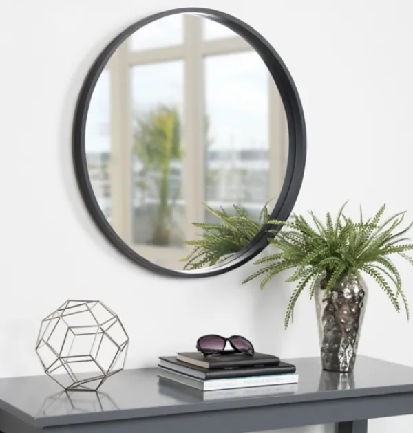 Decorative Mirrors-Kirkland's Home Round Black Wood Travis Accent Mirror