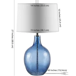 Table Lamps-Kirkland's Home Round Blue Textured Glass Table Lamp White